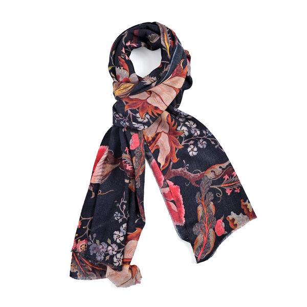 Black Floral Cashmere Wool Scarf image number 3