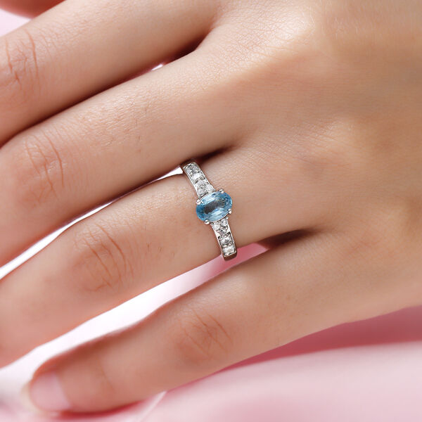 Kambodschanischer, blauer Zirkon und weißer Zirkon-Ring, 925 Silber platiniert  ca. 1,63 ct image number 3