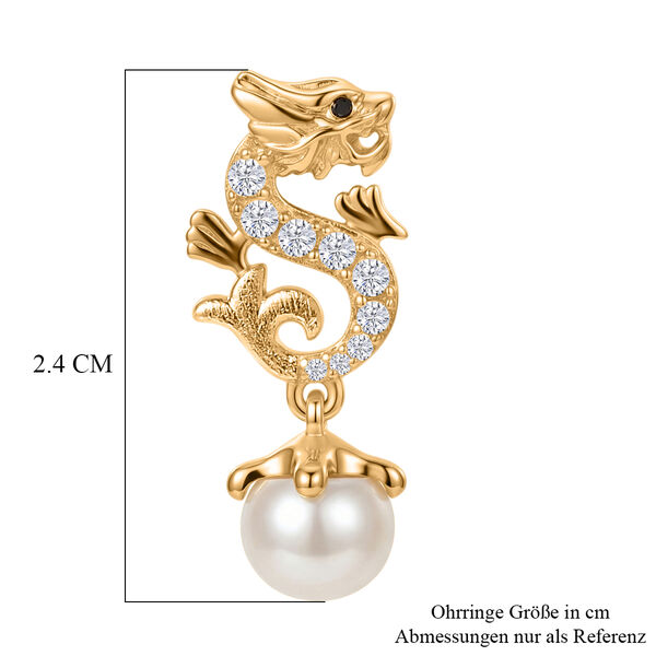 EVER TRUE S&uuml;&szlig;wasser Perle (7-7.5 mm), Wei&szlig;er Zirkon Ohrringe Nickelfreies Messing image number 5