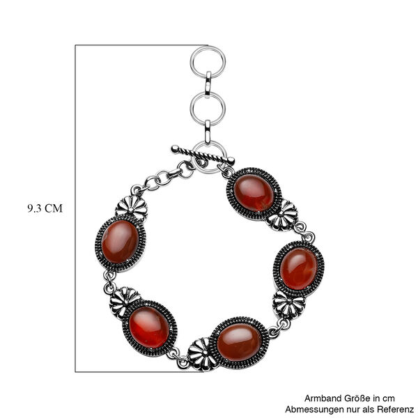 Rotes Achat-Armband, ca. 20 cm, silberfarben, schwarz oxidiert ca. 42,50 ct image number 3