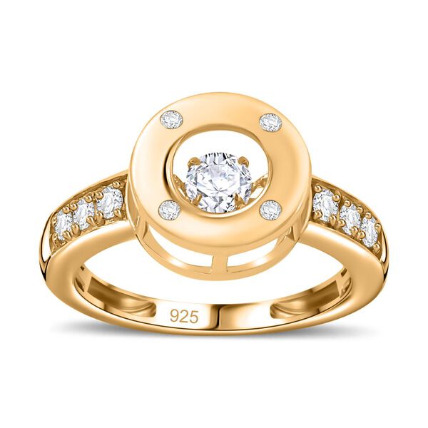 Tanzender Moissanit-Ring, 925 Silber 750 Gelbgold Vermeil - 0,48 ct. image number 4