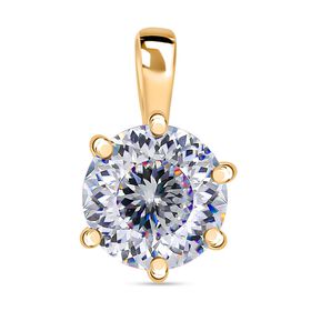 100 Facetten Moissanit Anhänger 925 Silber Gelbgold Vermeil ca. 1.01 ct