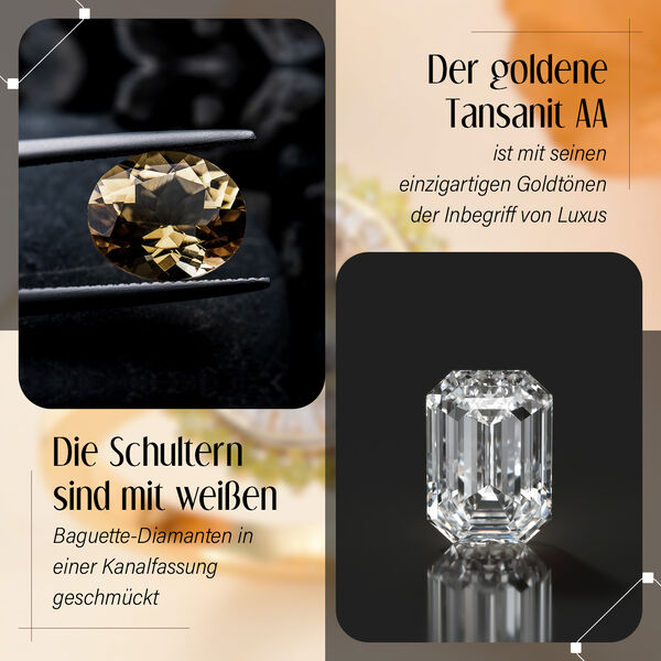 AA Natürlicher goldener Tansanit, gelber und weißer Diamant-Ring - 1,13 ct. image number 4