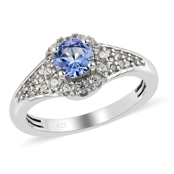 Tansanit und Zirkon Ring 925 Silber platiniert  ca. 0,92 ct image number 4