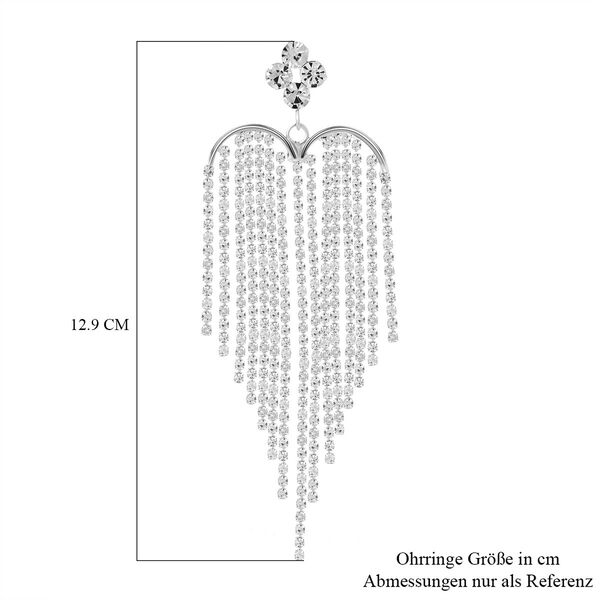 Weiße Kristall-Kronleuchter-Ohrringe, Silberton image number 3