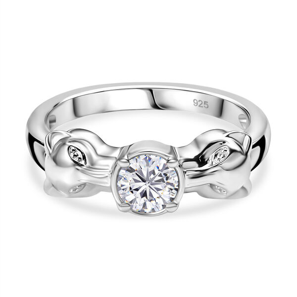 Moissanit Ring 925 Silber rhodiniert (Gr&ouml;&szlig;e 17.00) ca. 0,43 ct