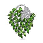 Natürlicher Chromdiopsid, Weißer Zirkon Anhänger 925 Silber rhodiniert ca. 2.86 ct