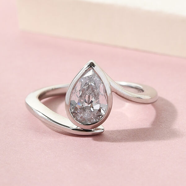 LUSTRO STELLA - feinster Zirkonia Bypass-Ring, 925 Silber platiniert image number 8