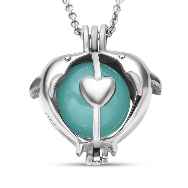 Fluoreszierender Delfin-Anh&auml;nger mit Kette, ca. 50 cm, Edelstahl