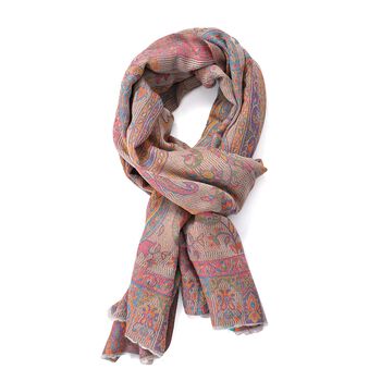 Luxuri&ouml;ser Merino-Seide Jacquard-Schal, 70x200cm, Rosa