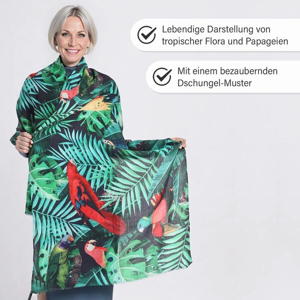 LA MAREY Schal aus 100% Kaschmirwolle, 70x195 cm, Grün image number 2