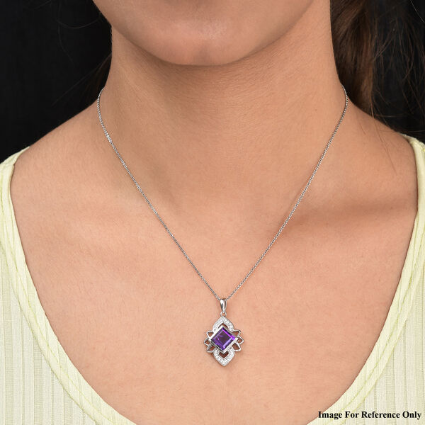 Afrikanischer Amethyst und Zirkon Anh&auml;nger 925 Silber platiniert image number 2