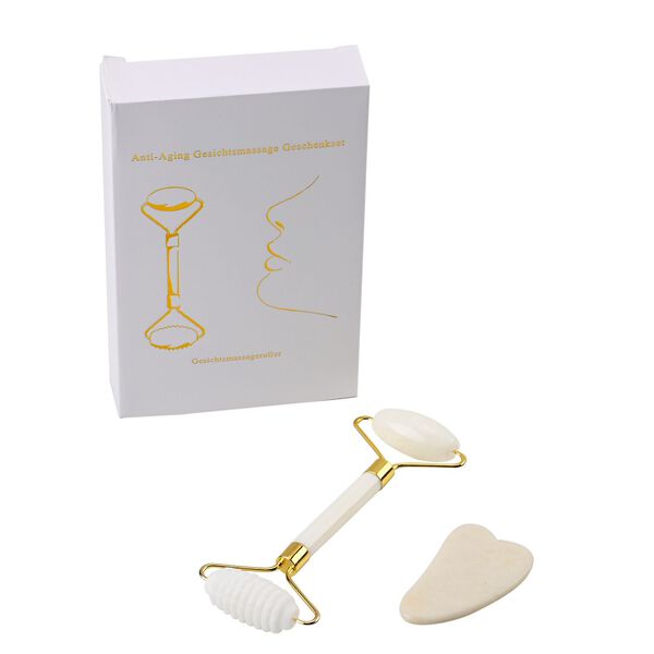 Set aus 2 Doppelkopf-Massageroller und GuaSha, Marmor image number 6