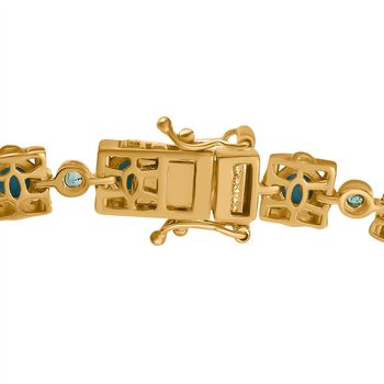 AA Sleeping Beauty T&uuml;rkis, Kagem Sambischer Smaragd Armband ca. 20 cm 925 Silber 750 Gelbgold Vermeil ca. 6.35 ct