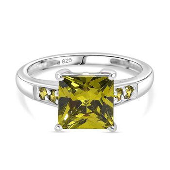 LUSTRO STELLA - Nat&uuml;rlicher  Peridot Zirkonia Ring, 925 Silber, (Gr&ouml;&szlig;e 17.00)