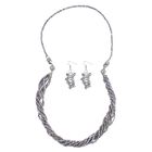 2er Set - Grau Kristall, Weißer Kristall Halskette und Ohrringe 0.05 ct