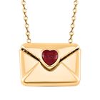 Rote Kristall Briefanhänger-Halskette mit 'Ich liebe dich'-Gravur, ca. 45 cm, Messing