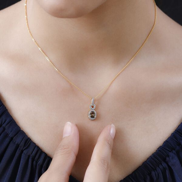 Natürlicher, goldener Tansanit und Zirkon-Anhänger mit 50cm Kette - 0,73 ct. image number 2