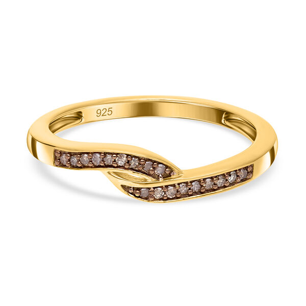 Nat&uuml;rlicher Champagner-Diamantring - 925 Silber Gelbgold Vermeil- 0,10 ct. image number 0