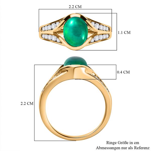 AA grüner äthiopischer Welo Opal und Zirkon-Ring - 1,42 ct. image number 7