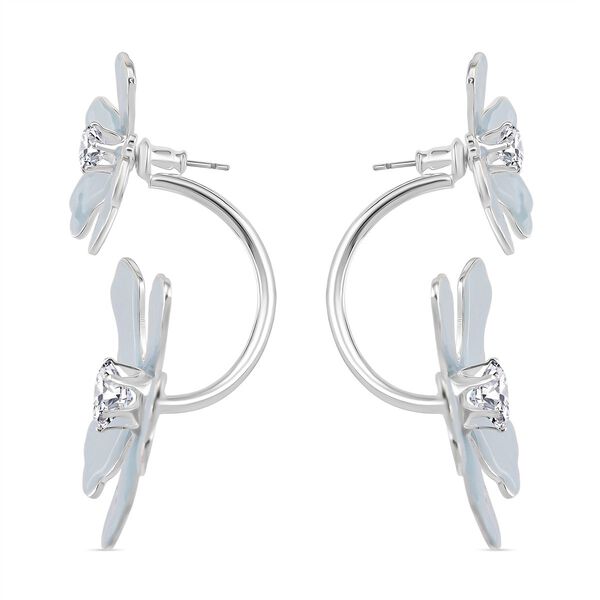 2er Set - Weißer Kristall Ohrringe, emailliert image number 5