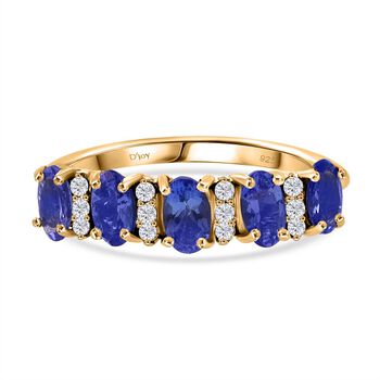 Tansanit, Moissanit Ring 925 Silber vergoldet, (Gr&ouml;&szlig;e 19.00) ca. 1.25 ct