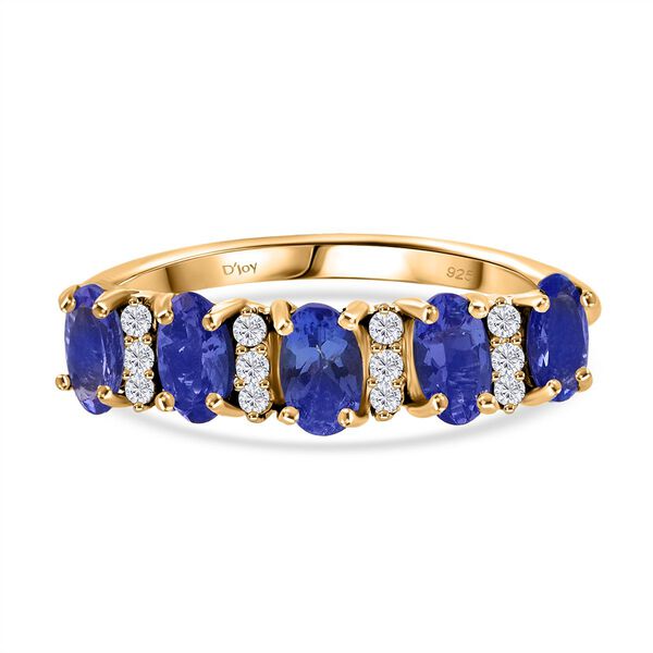 Tansanit, Moissanit Ring 925 Silber vergoldet, (Gr&ouml;&szlig;e 19.00) ca. 1.25 ct