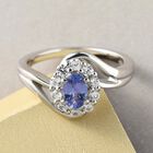 Tansanit und weißer Zirkon-Ring, 925 Silber platiniert, ca. 0,89 ct image number 1