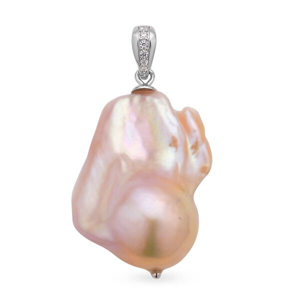 Baroque Perle und wei&szlig;er Kristall-Anh&auml;nger - 30,06 ct.