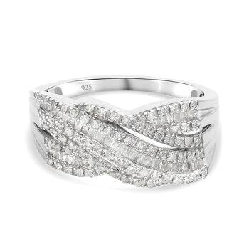 Diamant Cluster Ring 925 Silber platiniert (Gr&ouml;&szlig;e 21.00) ca. 0,50 ct