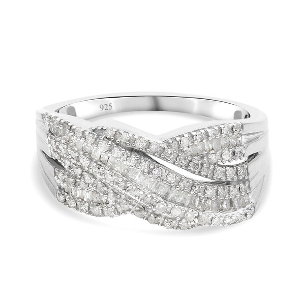 Diamant Cluster Ring 925 Silber Platin-Überzug image number 0