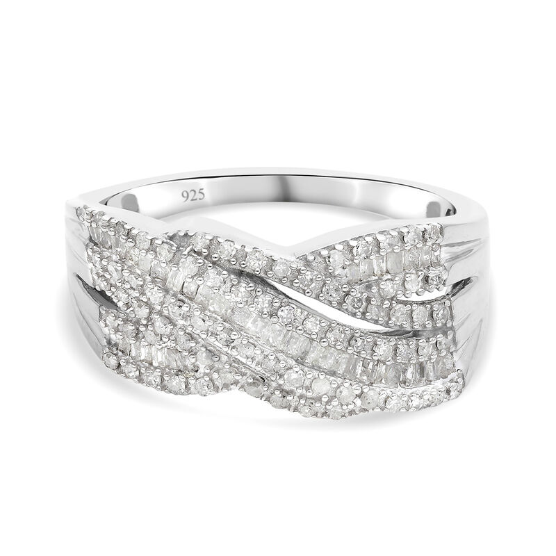 Diamant Cluster Ring 925 Silber Platin-Überzug image number 0