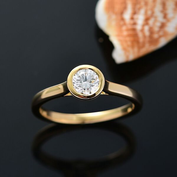 LUXURIANT SGL zertifizierter SI-GH Labor Diamant Ring, 925 Silber 750 Gelbgold Vermeil - 0,50 ct. image number 2