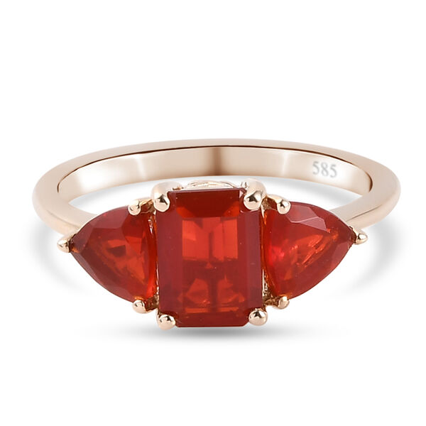 Mexikanischer Kirschfeuer-Opal-Ring, 585 Gelbgold  ca. 1,25 ct