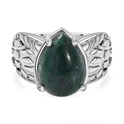 Gr&uuml;ner Aventurin Ring, Silberton, (Gr&ouml;&szlig;e 20.00) ca. 6.02 ct