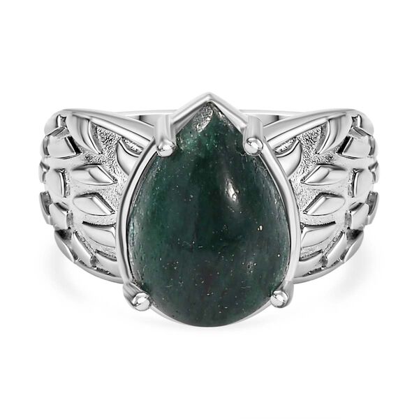 Gr&uuml;ner Aventurin Ring, Silberton, (Gr&ouml;&szlig;e 20.00) ca. 6.02 ct