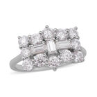 Moissanit Boot Ring 925 Silber rhodiniert (Größe 17.00) ca. 2,04 ct