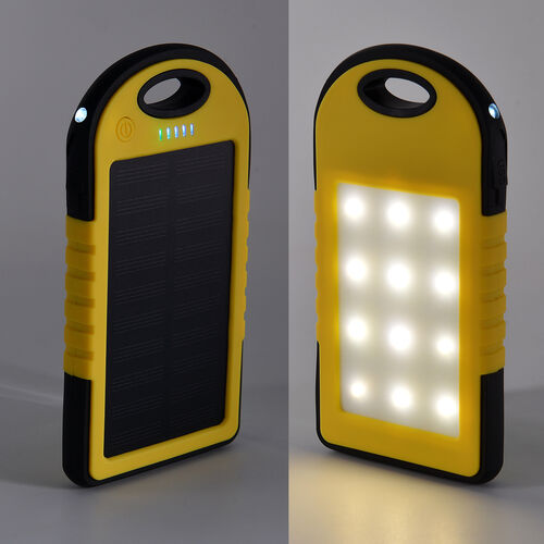 Homesmart - Solar-Powerbank mit LED-Licht, 4000?mAh, 14,3 x 7,5?cm, Grün