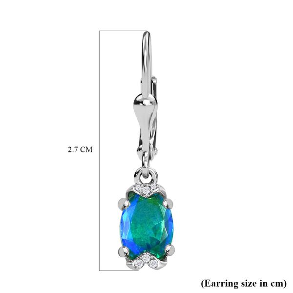 Pfau Triplette Quarz, weiße Zirkon Ohrringe, 925 Silber platiniert ca. 2.84 ct image number 6