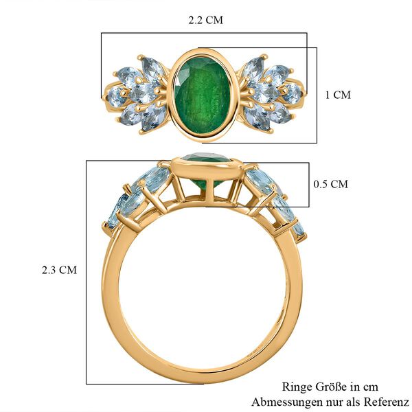 AA Kagem sambischer Smaragd und Aquamarin-Ring - 2 ct. image number 5