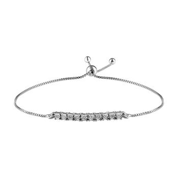 Diamant Bolo-Armband, ca. 24 cm, 925 Silber platiniert