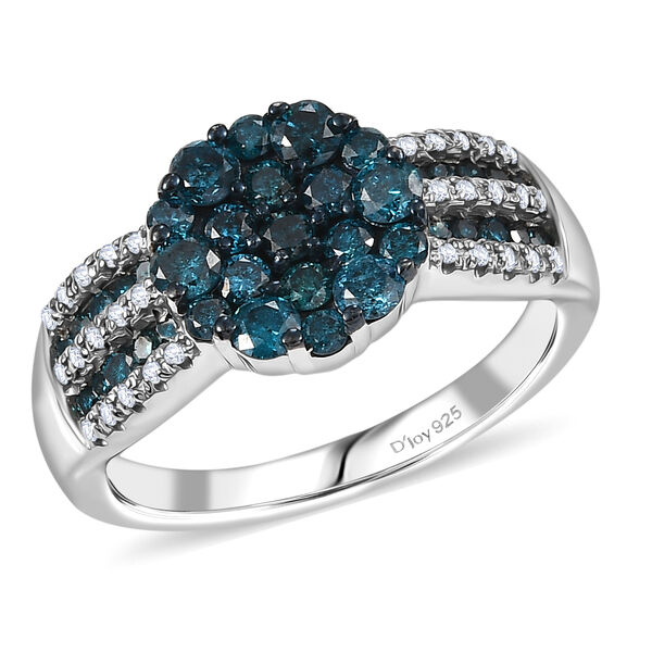 D'Joy Blauer Diamant Ring 925 Silber rhodiniert (Größe 17.00) ca. 0,99 ct image number 3