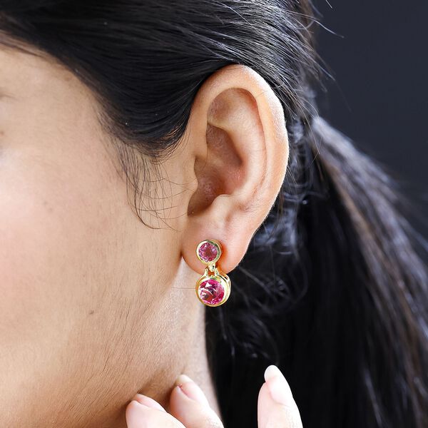 Sunset Quarz Triplette Ohrringe, 925 Silber Gelbgold Vermeil, ca. 6.89 ct image number 3