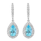 AAA Santa Maria Aquamarin und weiße Diamant-Ohrringe, I1-I2 G-H, 585 Weißgold ca. 2.05 ct