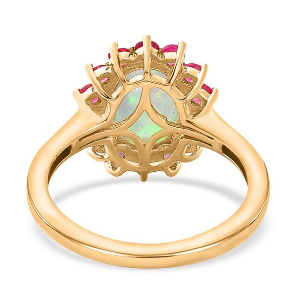 Nat&uuml;rlicher, &auml;thiopischer Welo Opal und afrikanischer Rubin-Ring - 1,90 ct. image number 7