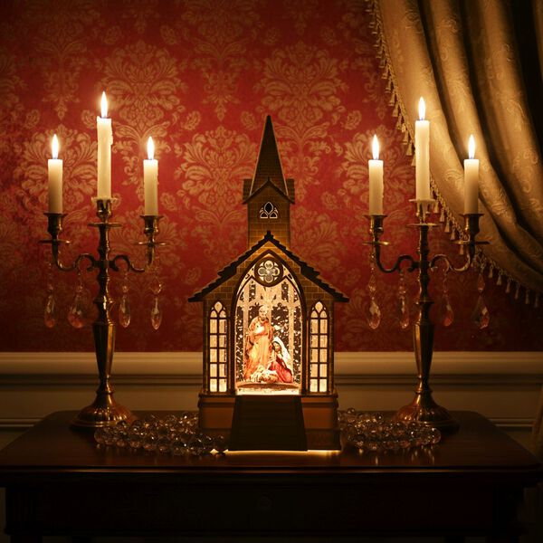 Weihnachts Deko Heilige Familie, warmwei&szlig;es LED, 2 Weihnachtsmelodien, 11 x 7.8 x 23 cm, Wei&szlig;, Batteriebetrieb 3 x AAA nicht enthalten image number 3