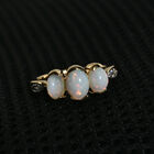 Natürlicher Äthiopischer Opal und Zirkon 3 Stein Ring 925 Silber vergoldet  ca. 1,21 ct image number 1