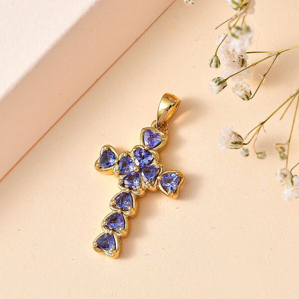 Tansanit Anh&auml;nger, 925 Silber 750 Gelbgold Vermeil - 1 ct. image number 2