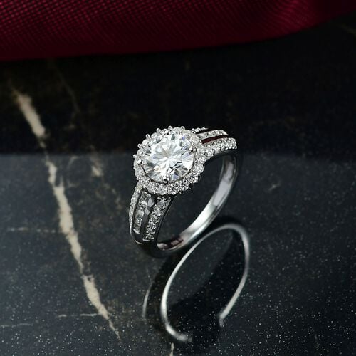D’joy Moissanit Ring 925 Silber rhodiniert (Größe 19.00) ca. 2,16 ct image number 1