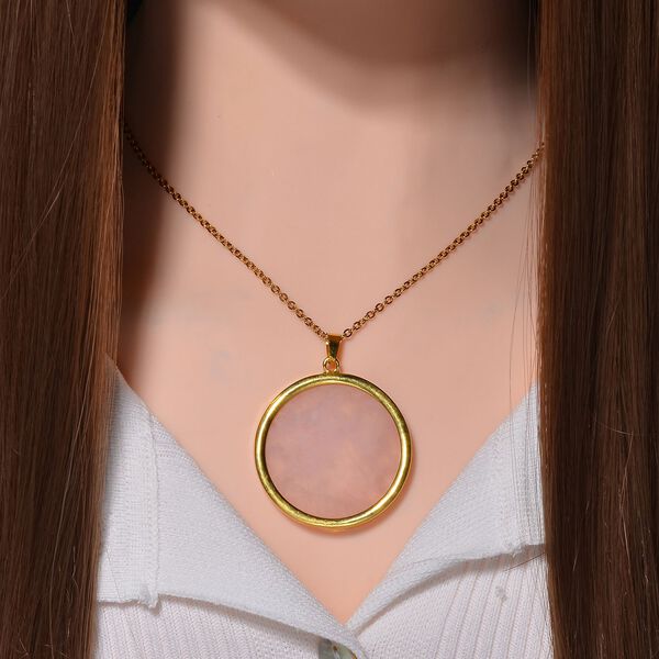 Rosenquarz Schmuckset Eisen Gelbes Gold, Legierung Gelbes Gold, Edelstahl IP-Gelbbeschichtung ca. 75.00 ct image number 2